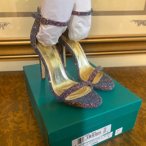 New, unworn Lauren Lorraine Multi Glitter sandals size 8 - Picture 3 of 7